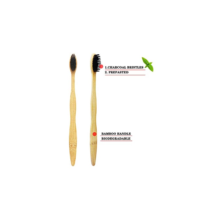 N-amboo Bamboo Toothbrush Prepasted Disposable Toothbrsuh Soft Bristles Prepasted Toothbrush,Disposable