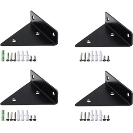 YKKJ 4 pcs Triangle Floating Shelf Brackets，Floating Shelf Brackets，for Floating Wood Shelves Storage. (black)