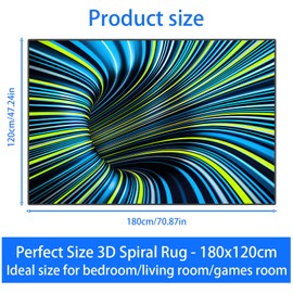 3D Vortex Illusion Rug, Dwafill 120 x 180 cm Illusion Rug, 3D Rug, Optical Illusion, Beautiful Rug, Teenager's Room, Boys, Gamer Rug, for Dining Room, Home, Bedroom, Room Decor