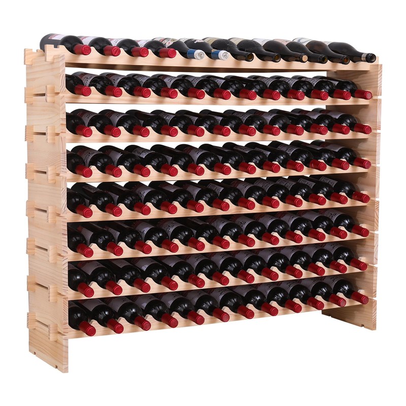 FDHUIJIA Wooden Stackable Storage Modular countertop Wine Rack cabinet-96bottle Freestanding