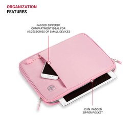 SwissGear Padded Zippered Laptop Sleeve, Micro-Twill Laptop Case with Zippered Front Compartment & Fleece Lining