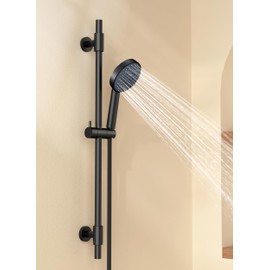 KES Matte Black 30-Inch Shower Slide Bar with Adjustable Handheld Shower Head and 59-Inch Hose, 5-Function Hand Shower with Wall Mount Shower Slide Bar Set 18/8 Stainless Steel, F209S78-BK-C1