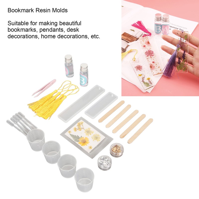 Bookmark Resin Molds Tear Resistant Reusable Bookmark Mold Tassels Kit
