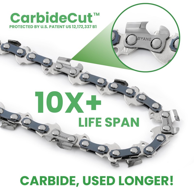 BYANE Carbide Chainsaw Chain 18 Inch, .325 Pitch, 063" Gauge,