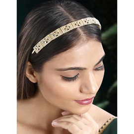 Aheli White Kundan Studded Fancy Hair Band Ethnic Fashion Jewelry for Women Design_2