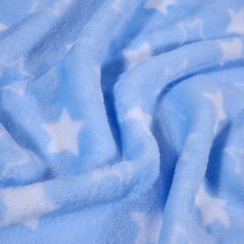 Adore Home Soft Fleece Baby Blanket Plush Flannel Newborn Moses Basket Pram Girl & Boy, Blue With Stars, 60x90cm