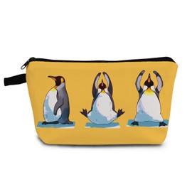 YULUENZE Funny Penguin Present Penguin Makeup Bag Cute Small Organizer Bag with Zipper Yellow Penguin Cosmetic Bag Birthday Presents for Penguin Lovers Women Sisters Friends