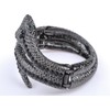 Alilang Womens Gunmetal Tone Black Rhinestones Antique Snake Wrap Bangle