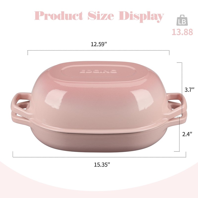 EDGING CASTING Enameled Cast Iron Dutch Oven Pot with Lid,