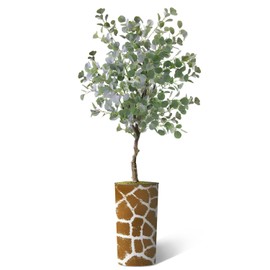 Artificial Tree in Contemporary Planter, Fake Eucalyptus Silk Tree for Indoor and Outdoor Home Decoration - 66" Overall Tall (Plant Pot Plus Tree)