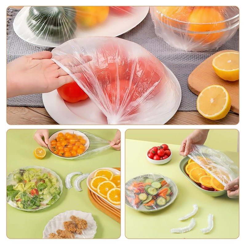 Bliceon 200 Pack White Stretch Food Covers, Elastic Plastic Bowl