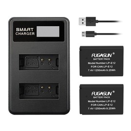 FUGASUN 2 pcs 1250mAh LP-E12 LPE12 Battery with Charger for EOS M50,EOS M50 Mark ii,EOS M10,EOS M100,EOS M200,EOS M,EOS M2,Kiss M,Kiss M2