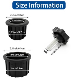 Ompinda Umbrella Stand Replacement Kits, 4 Pcs Garden Parasol Base Stand Hole Ring Plug Cover with 2pcs Hand Knob Thread Screw (M8) for Backyard Patio Table