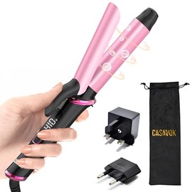 Mini rizador para viajes, 110 ~ 240 V de doble voltaje con adaptador de enchufe europeo, rizador pequeño para cabello corto, pequeños rizadores para m