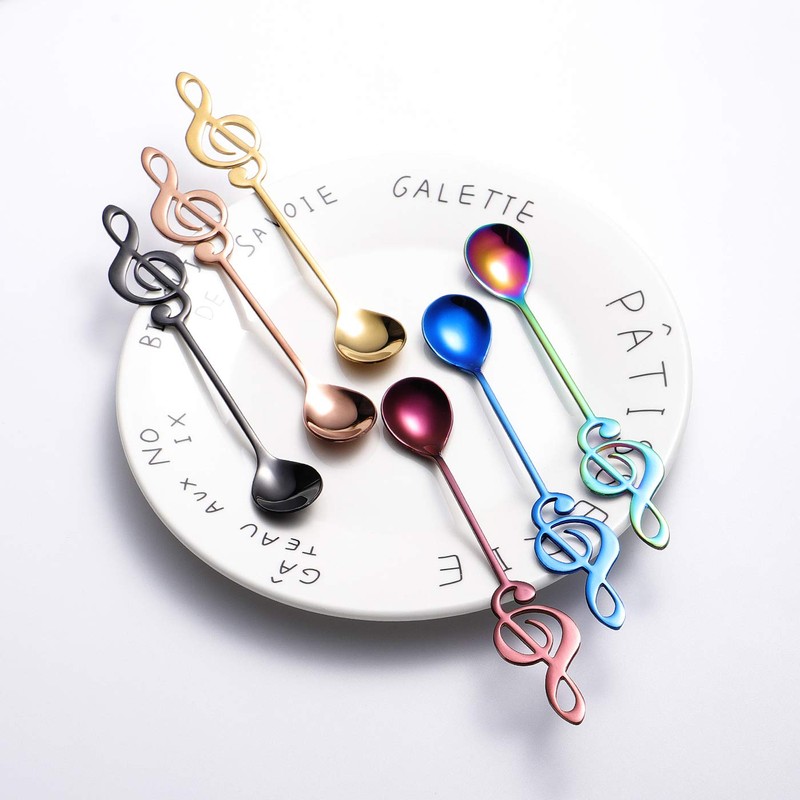 Music Note Spoons 6-Pack Creative Cute Teaspoons 18/10 Stainless Steel
