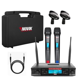 Wireless Microphone System, Dual Handheld Cordless Dynamic Mics with Auto Scan, 2X UHF Channels, XLR Outputs, for Singing, DJ, Karaoke, Church, Wedding, Events NOVIK UNK-660