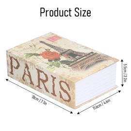 Tissting Book Safe with Combination Lock, 18 x 12 x 5.5 cm Real Pages Book Safe Hidden Lockable Code Lock Book Safe for Money Cash Jewellery (Paris Tower)