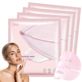 4pcs Pink Collagen Jelly Gel Mask,Overnight Face Mask For Glass Glow Skin,Collage/n Fac/e Ma/sk,Korean Glass Skin Ma/sk For Deep Moisturizing,Korean Fac/e Mas/k Skincare,Collage/n Mas/k Overnight