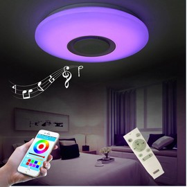 19.7-inch Premium Ceiling Light with Bluetooth Speaker 36W, Dimmable 95-265V Modern Smart Home Party Light, Control The Light Colors, Brightness and Music via Your Phone APP (Remote Includes)