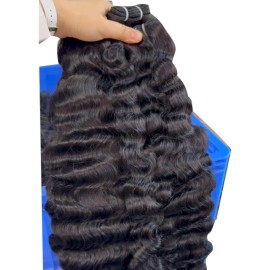 Vietnamese Raw Hair Straight Hair Bundles From 100% Unprocessed Human Vietnam Hairstyle: burmese curly, color: Black, Stretched Length: 16 Inches