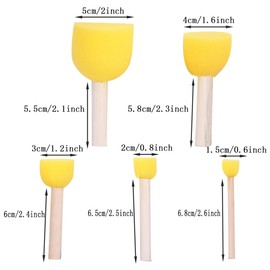 Round Sponge Brushes,20 Pcs Sponge Paint Brush 5 Sizes Paint Template Tools Wooden Handle Foam Brush Sponge Painting Tools Mushroom Head Painting Brushes For Graffiti Diy Crafts