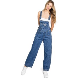 Lana Roux 90s Retro Dungaree Utility Denim Twill Jumpsuit Overalls (Medium Denim, Medium)