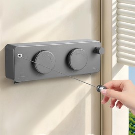 Contraxump Scalable Clothesline Extendable with High Load Capacity, Extendable Washing Line Resistance for Indoor and Outdoor Balcony, Double Rope 4.2 m (Grey)