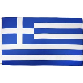 Greece Flag 90 * 150 cm(3 * 5FT), Greek Flag,Polyester Thickness, Fade Resistant, Brass Grommets, Canvas Header, Indoor/Outdoor, Vibrant Colors,Not Fear of Rain and Snow