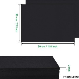 HXJDAM Stiff Felt 2 mm Felt Mat, 12 Pieces Craft Felt, 20 x 30 cm x 2 mm Thick Felt for Crafts, Felt Fabric Squares for DIY Project (Felt Black)