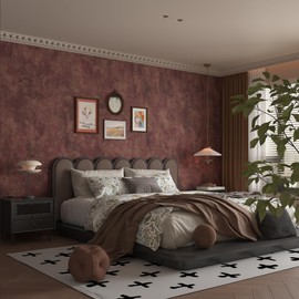 JSEVEM 16"×354" Extra Thick Luxury Red Gold Rusty Concrete Wallpaper Peel and Stick Glossy Textured Metallic Concrete Contact Paper Vinyl Wrap Waterproof Adhesive Stickers for Bedroom Bathroom Walls