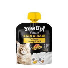 YowUp! Yowup! Cat Skin & Hair Yogurt Pouch - Fish Oil & Collagen, 10 Pack, 85gm Each, Shiny Coat Formula