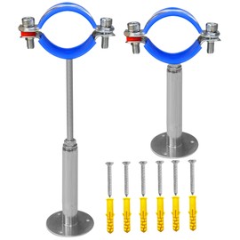 POTONZ Wall Mount Ceiling Mount Pipe Supports,Adjustable Pipe Clamps Stainless Steel 304,2PCS Suitable for Pipe OD 70-76mm （2 1/2" Pipe）Adjustable Height 100-200mm