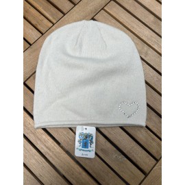 HaT Portolano Hat 40% Wool Heart Shape Diamond Accent Cream
