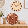 AUTVIVID Wall Clock, Continuous Second Hand, 3D Numbers, Silent, Wood