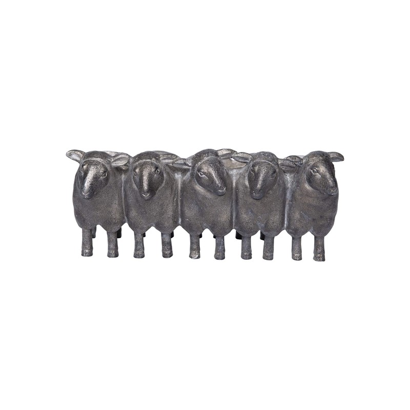 Creative Co-Op Resin Sheep Planter with Distressed Iron Finish