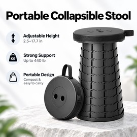 Collapsible Camping Stool for Hiking & Commuting – Adjustable Height Portable Seat for Outdoor Activities