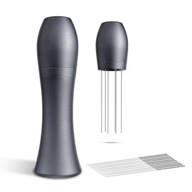 MICXNIC WDT Tool Espresso, Aluminum Alloy Coffee Distribution Tool with Stand, 13x0.4mm Stainless Steel Needle for Barista, Coffee Needle Distributor, Solve Coffee Clumping & Channel Effects, Silver