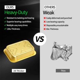 Petyuse 40 Pack 2LB 7.2"×5"×2.2" Gold Heavy Duty Aluminum Foil Pans with Lids 32oz Capacity Foil Food Containers with Lids, Tin Foil Pans with Lids for Baking, Meal Prep, Freezer and Takeout