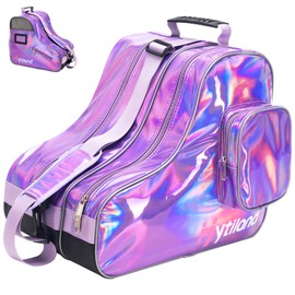Hytiland Roller Skate Bag, Stylish Plain Holographic, Spacious Big Capacity, Waterproof & Durable, Ice Skate Bag for Women and Youth