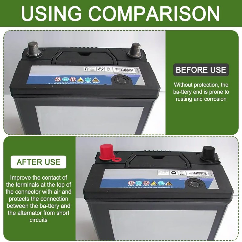Rebvugr 4PCS Car Battery Terminal Cover, Battery Terminal Protector, Batteries