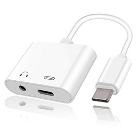 USB-C Headphone Adapter Earphone 3.5mm Jack Compatible with HMD Skyline, Type-C Charger Port Splitter Mic Support Hands-Free Headset Adaptor