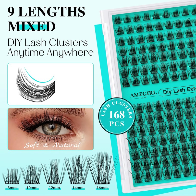 Individual Eyelashes, Cluster Eyelashes, Individual Clusters, 168 Pieces, Eyelash Extensions,