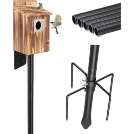 75" Heavy Duty Bird Feeder Pole, 1" Metal Adjustable Outdoor Stand with 5-Prong Anti-Tip Base, Universal Mount for Bluebird House & Hummingbird Feeder, Easy Setup