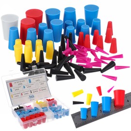 Briwooody 80 Pcs Rubber Plugs 9-Sizes Silicone Tapered Plug Kit 1/15" to 1" Stoppers for Coating, Hole, Painting Protection Silicone Stopper