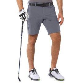 Outdoor Ventures Men's Golf Shorts Dry Fit Stretch Lightweight 9 Inch Flat Front Dress Shorts for Hiking Work Casual Dark Grey