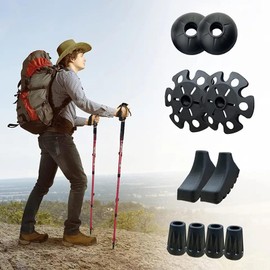 Meichoon 16 Pack Trekking Pole Accessories Set Includes Snow Mud Baskets and Tip Protectors Universal Fit for Hiking Walking Sticks TP11
