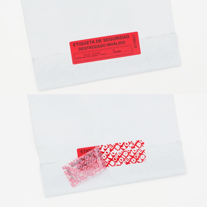 RLSYM 100Pcs Tamper Evident Security Labels 1x3 inch Spanish Warning