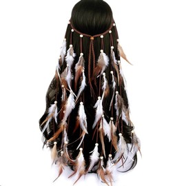 GWAWG Vintage Feather Headband, Indian Hippie Tribal Bohemian Jewelry