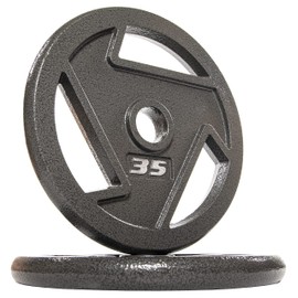 BalanceFrom Powergainz Olympic 2-Inch Cast Iron Plate Weight Plate for Strength Training and Weightlifting, Black POG-AT2IN-35X2