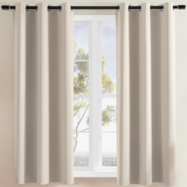 Rutterllow Blackout Curtains for Bedroom, Thermal Insulated Room Darkening Curtains 2 Panels for Living Room, Grommet Top (38x54 Inch, Black)